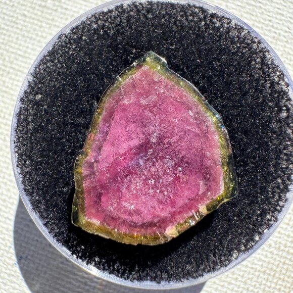 17 cts. Watermelon Tourmaline Natural Crystal Slice - Custom Cabochon #3 - Picture 2 of 6